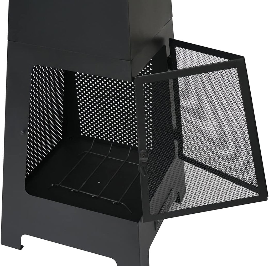 Black Steel Chiminea Fireplace with Poker U614200