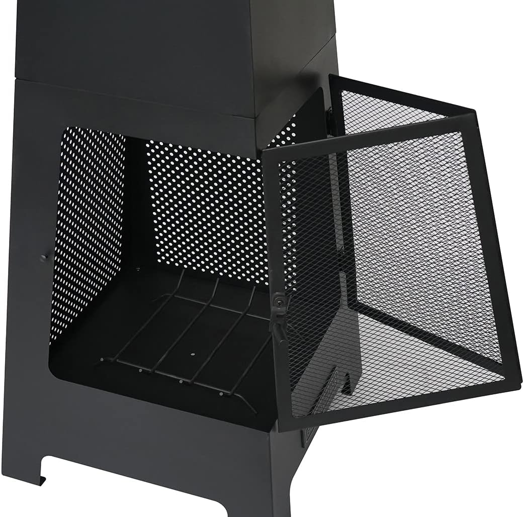 Black Steel Chiminea Fireplace with Poker U614200