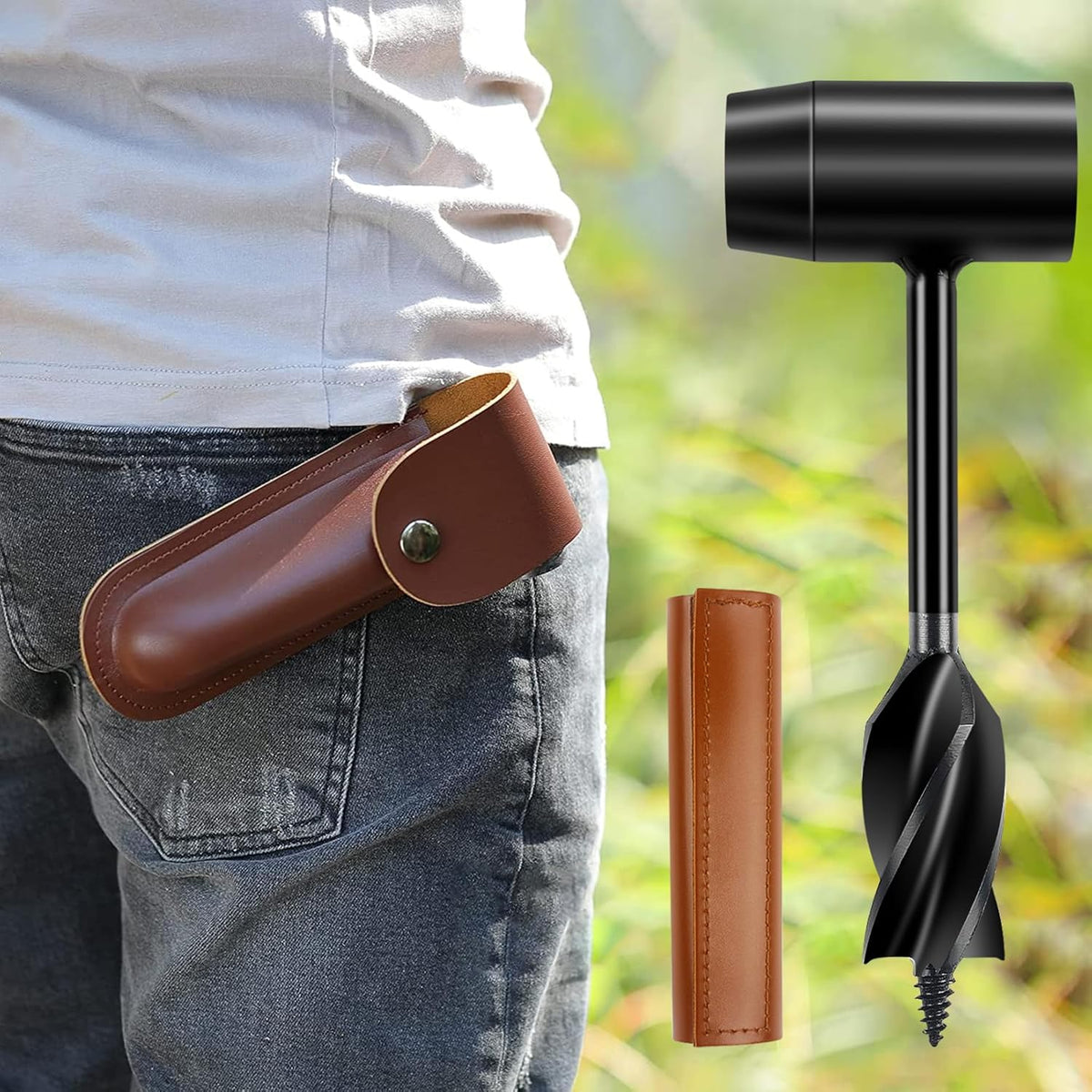 Brown Leather Case Hand Auger Wrench R391