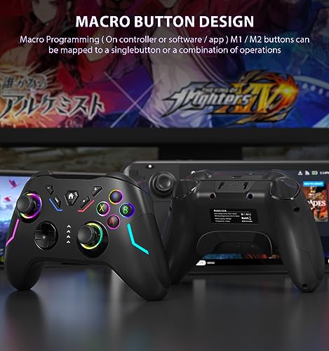 Wireless PC Gaming Controller with 9 Color LED Light, Turbo Function, Adjustable Vibration & Headphone Jack (2.4G) V701669