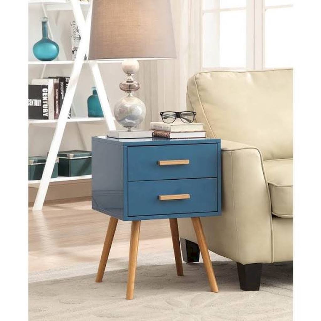 Blue 2-Drawer End Table V46846