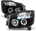 LED Dual Halo Black Housing Projector Headlights Headlamps R518