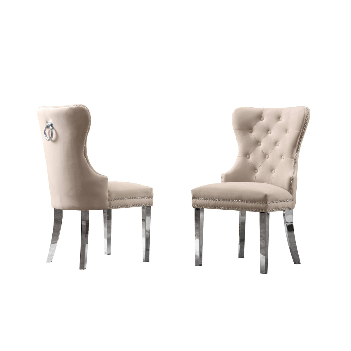 Navy Blue Button Tufted Dining Side Chair Set of 2 B1460