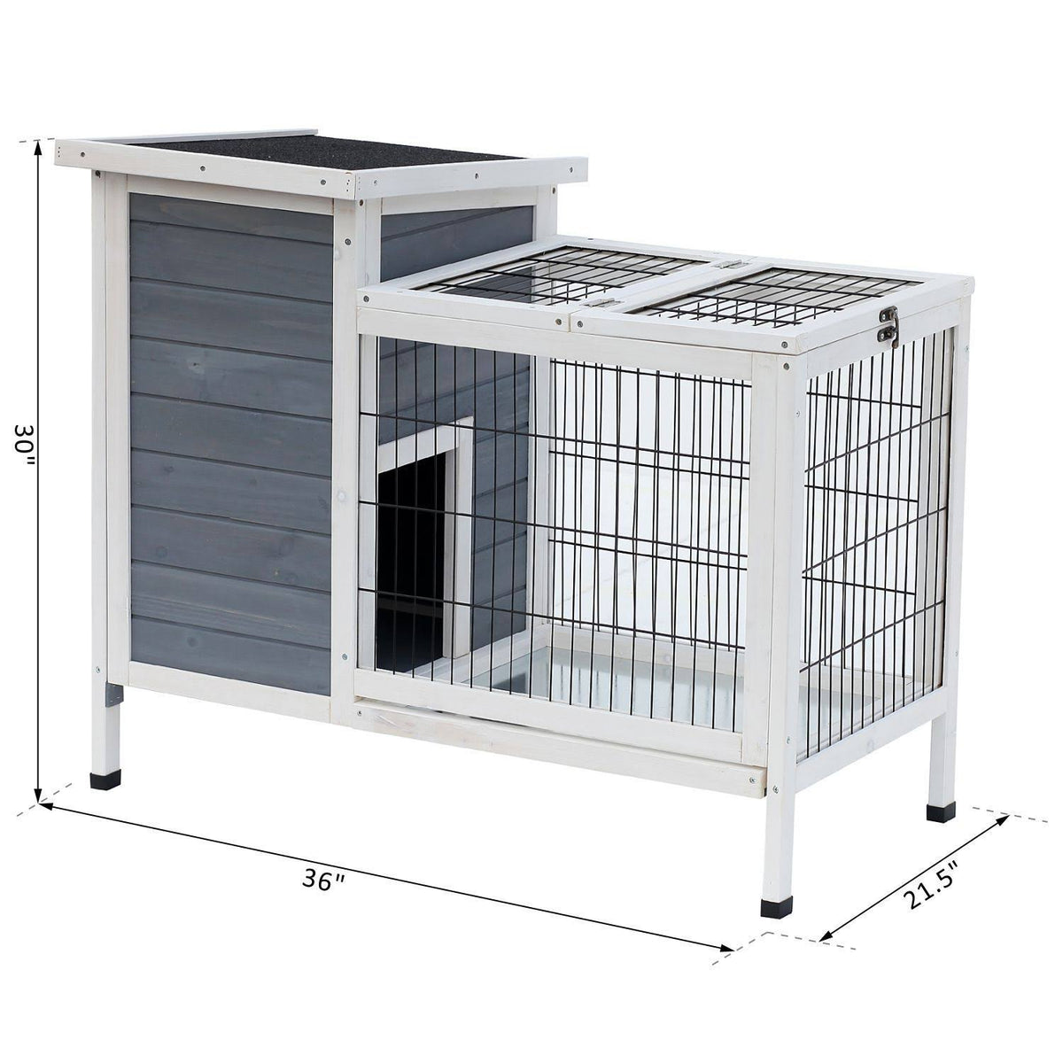 36x22 Raised Outdoor Wooden Rabbit Hutch with Enclosed Run P594983