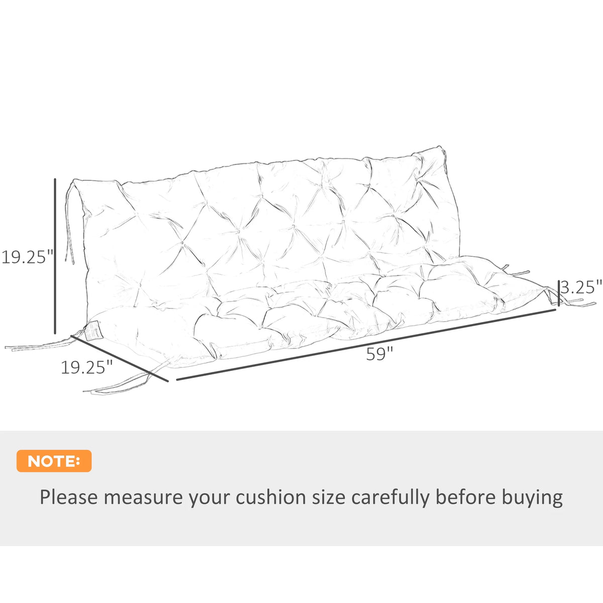 Black 3 Seater Outdoor Bench Swing Chair Replacement Cushions A408