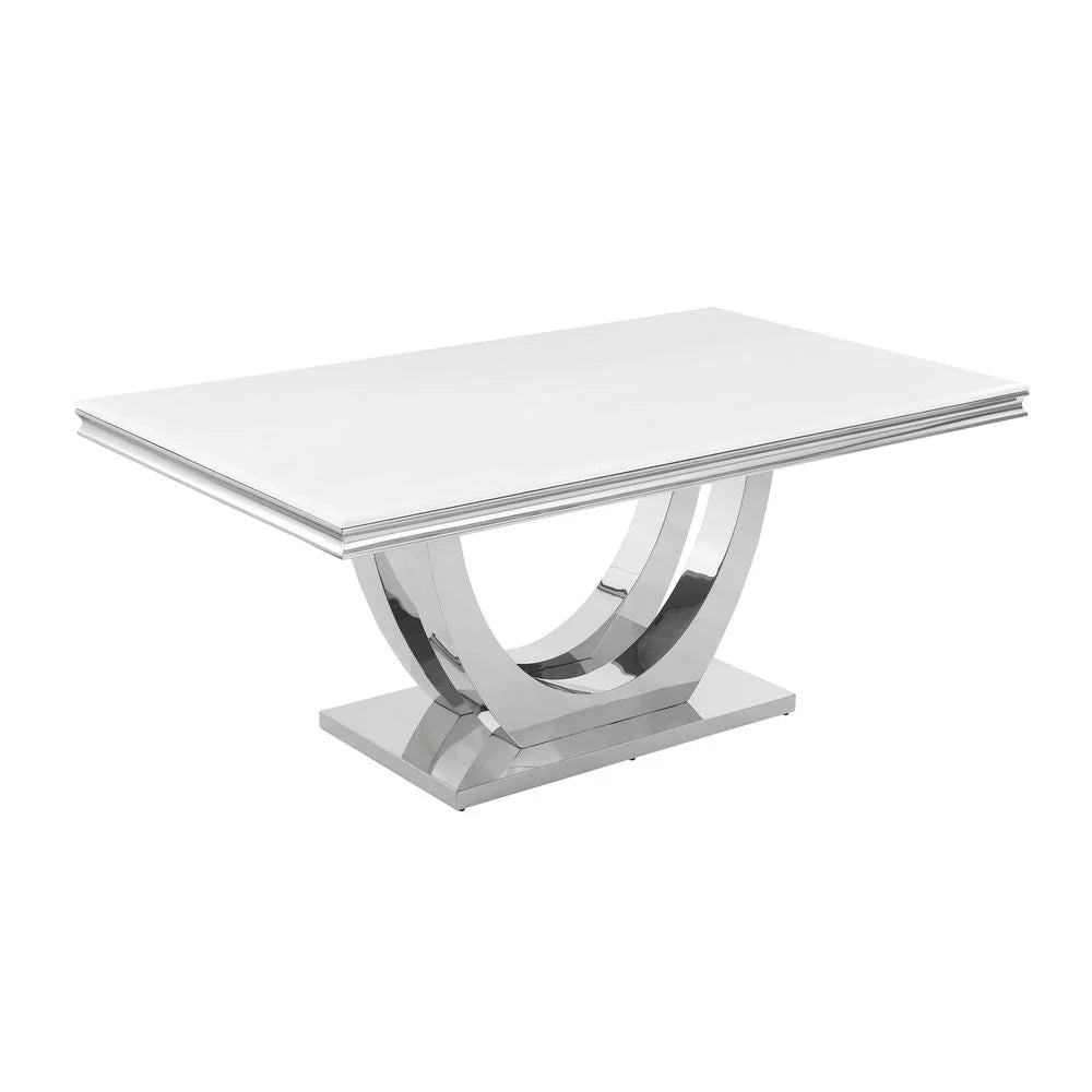 Terracotta Silver Faux Marble Pedestal Dining Table Z368681