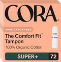 100% Organic Cotton Unscented Non-Applicator Tampons 72 Count O51400