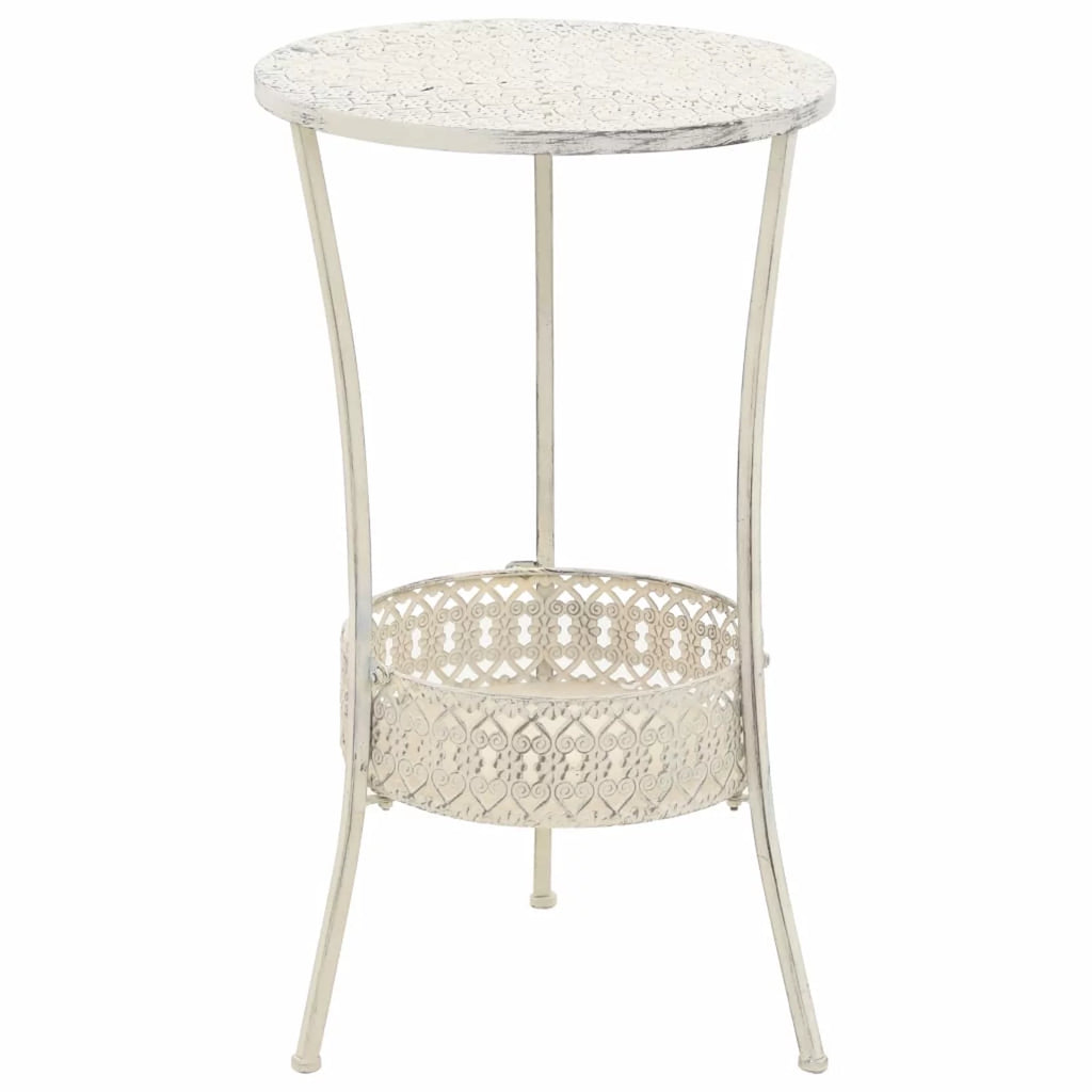 White Glass Metal Round Bistro Table with Storage Basket T172305