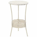 White Glass Metal Round Bistro Table with Storage Basket T172305