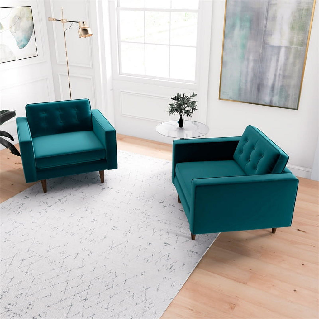 Turquoise Velvet Lounge Chair (Set of 2) K464