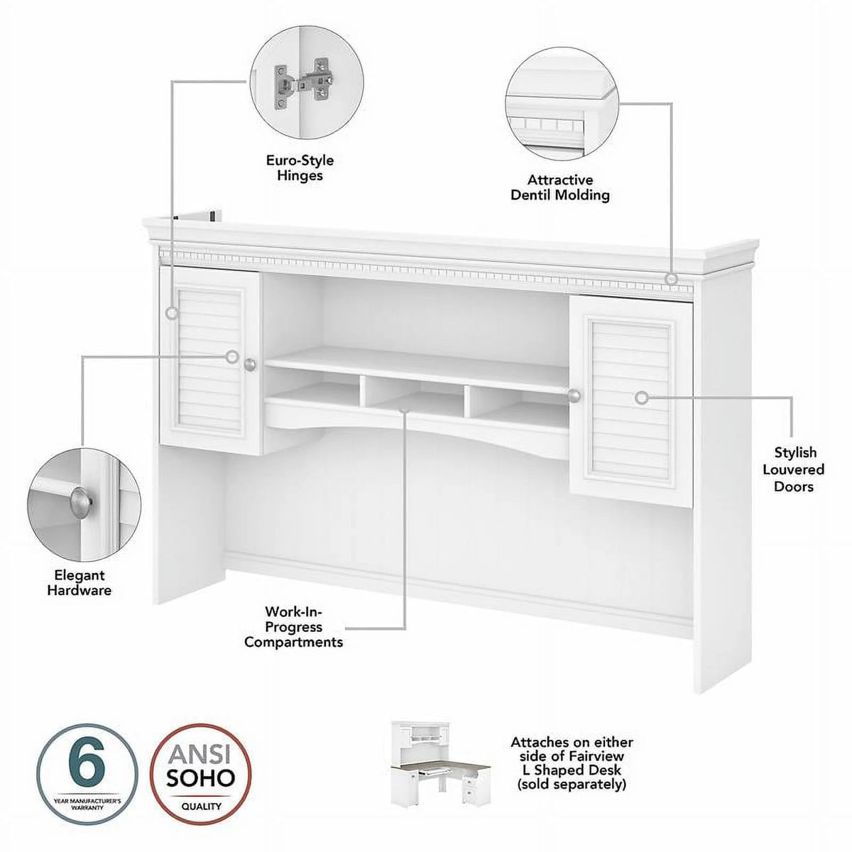 60W L Desk with Hutch D96194