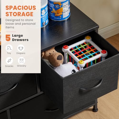Brown 5 Drawer Fabric Dresser Z34989
