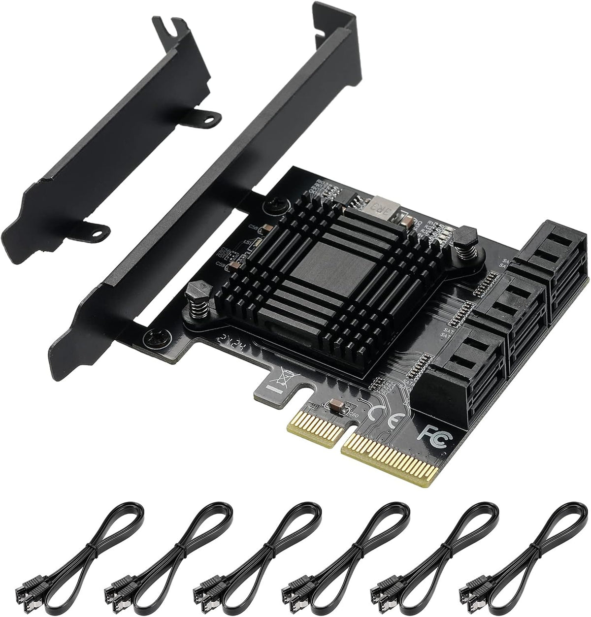 4X PCIE 8 SATA Card with 8 SATA Cables, PCIE to SATA 3.0 6 Gbps Controller, Pack of 2 S640207