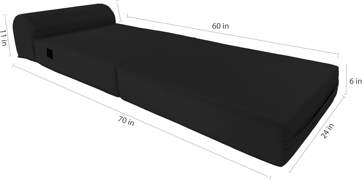 Folding Bed Sleeper Chair High Density Foam Black O467227