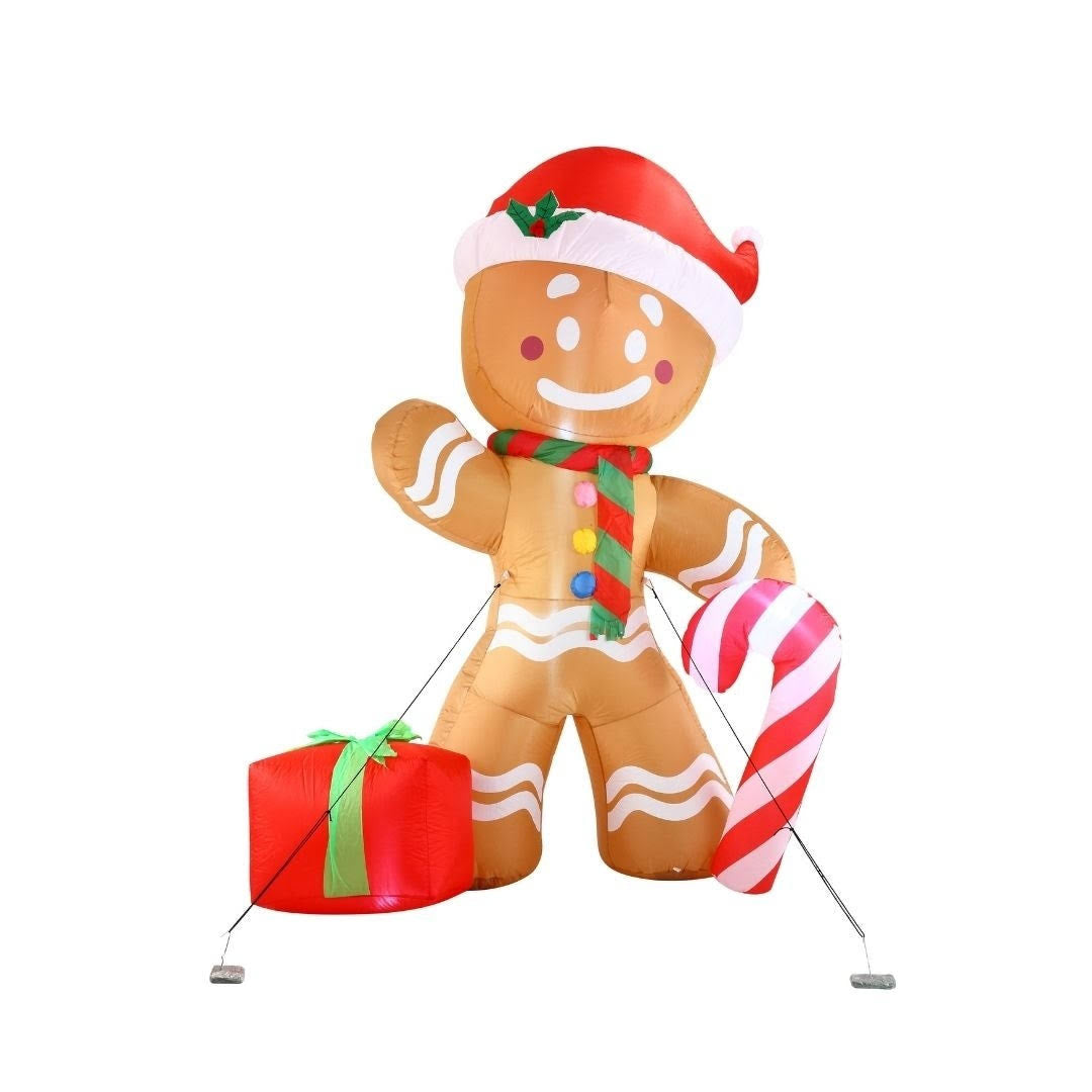 8 ft. Tall Brown Red & White Plastic Gingerbread Man Inflatable S5954