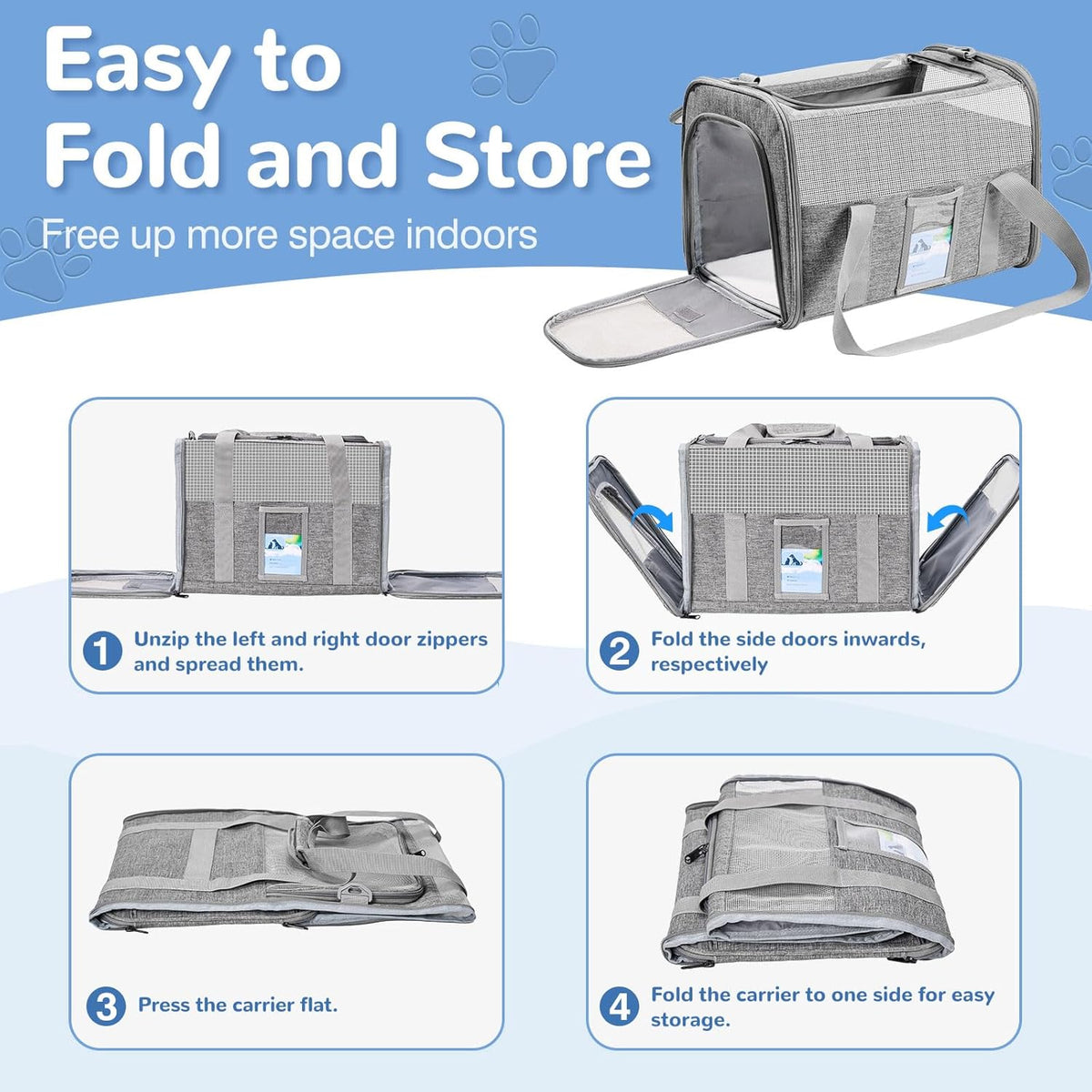 Gray Soft Sided Cat Carrier Y6906