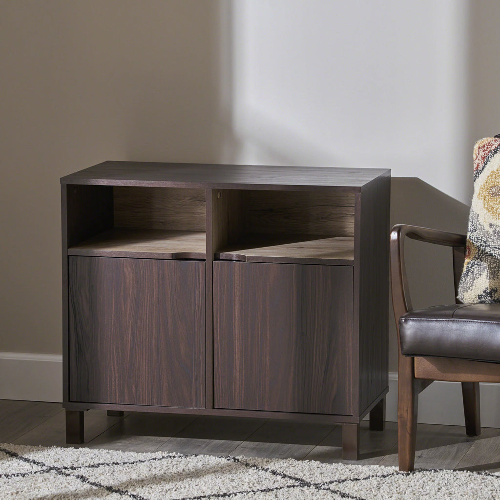 Brown 2-Shelf Faux Wood Cabinet Q581398