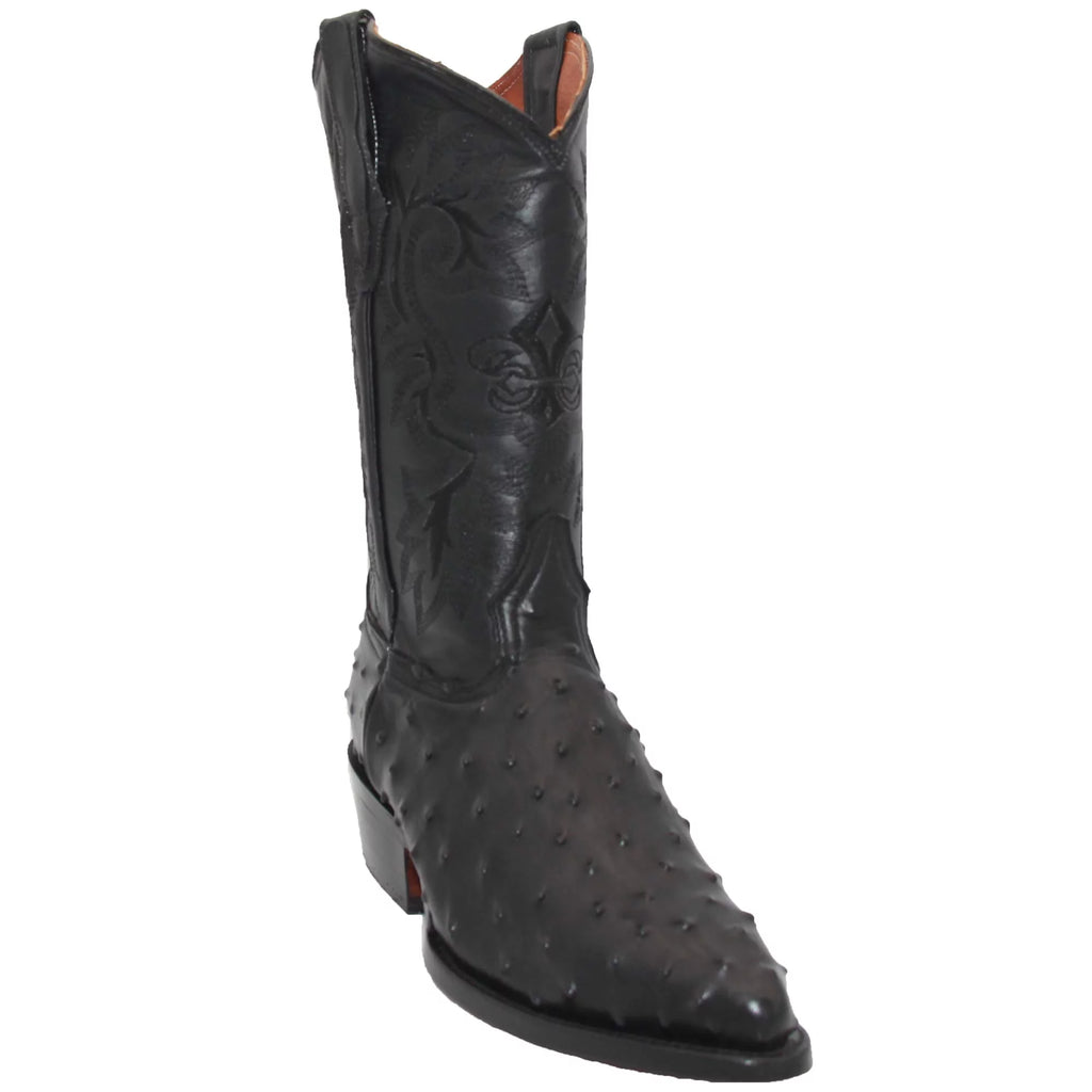 Leather Ostrich Quill Print Cowboy Boot D4226