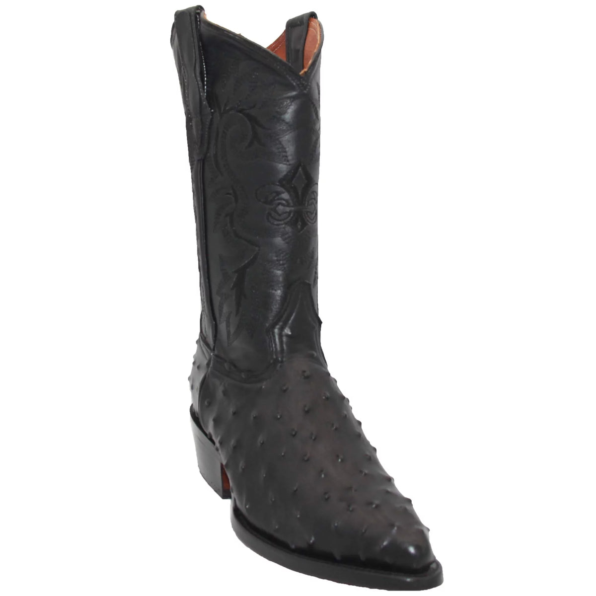 Leather Ostrich Quill Print Cowboy Boot D4226