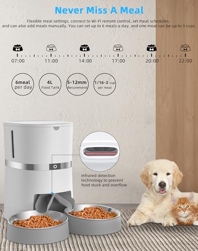 Automatic Cat Feeder with Two-Way Splitter and Double Bowls G505368