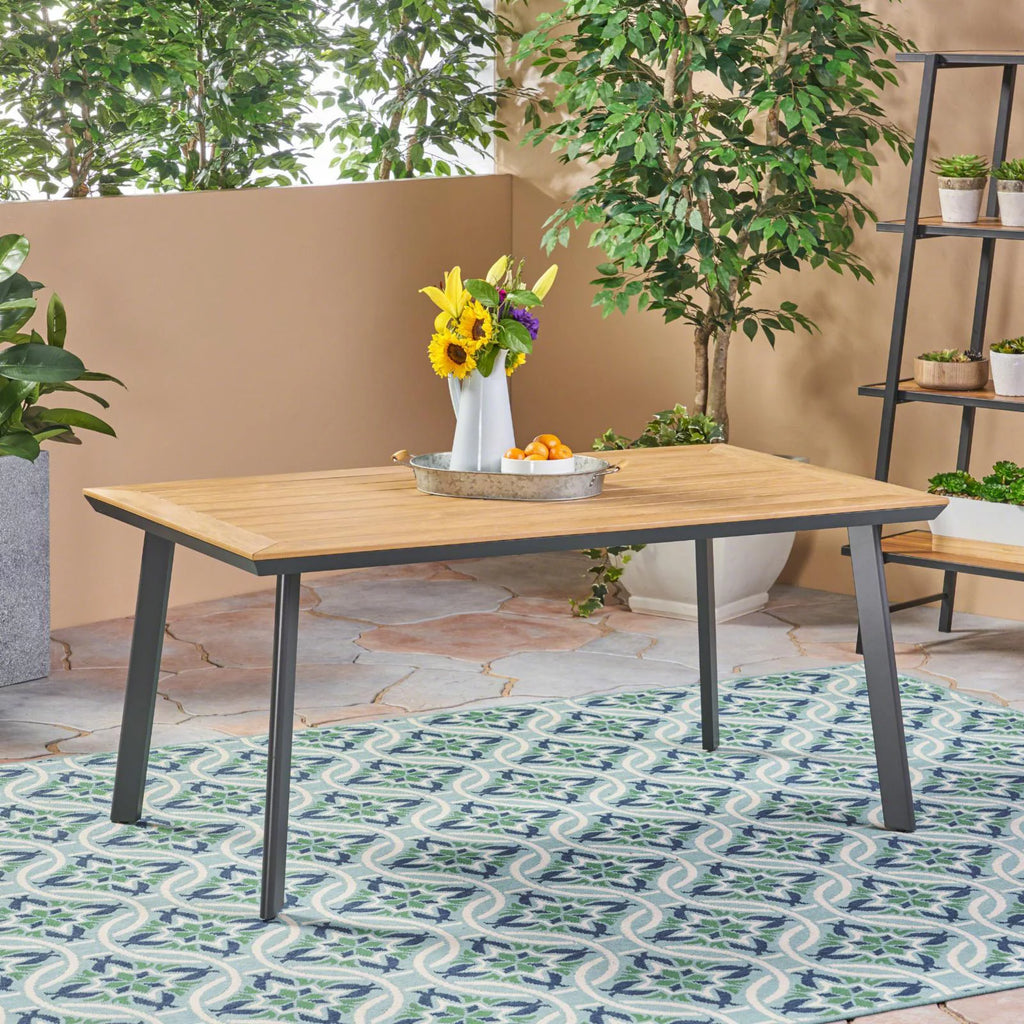 Aluminum and Faux Wood Dining Table Q804003