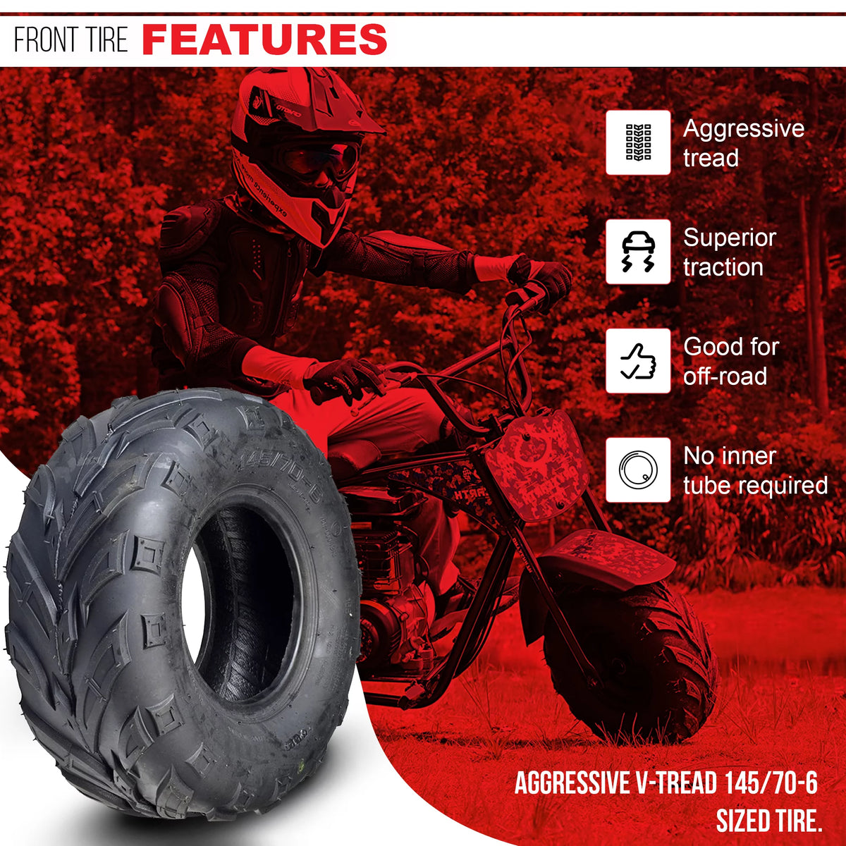 145/70-6 Front Tire with V-Tread All Terrain U54859