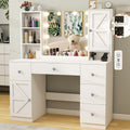 White 45" Makeup Vanity Desk with Lighted Mirror & Jewelry Cabinet, 5 Drawers X59232