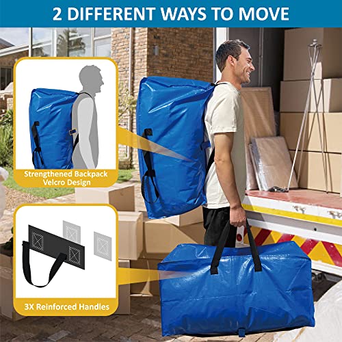 6 Pack Heavy Duty Extra Large Moving Bags with Backpack Straps & Vacuum Storage Bags K4617