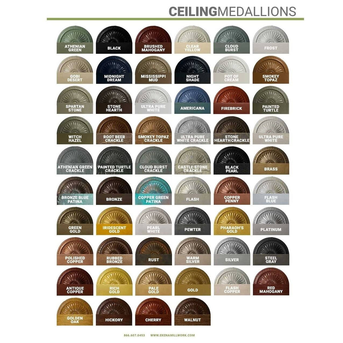 Green Gold Hand-Painted Ceiling Medallion O738692