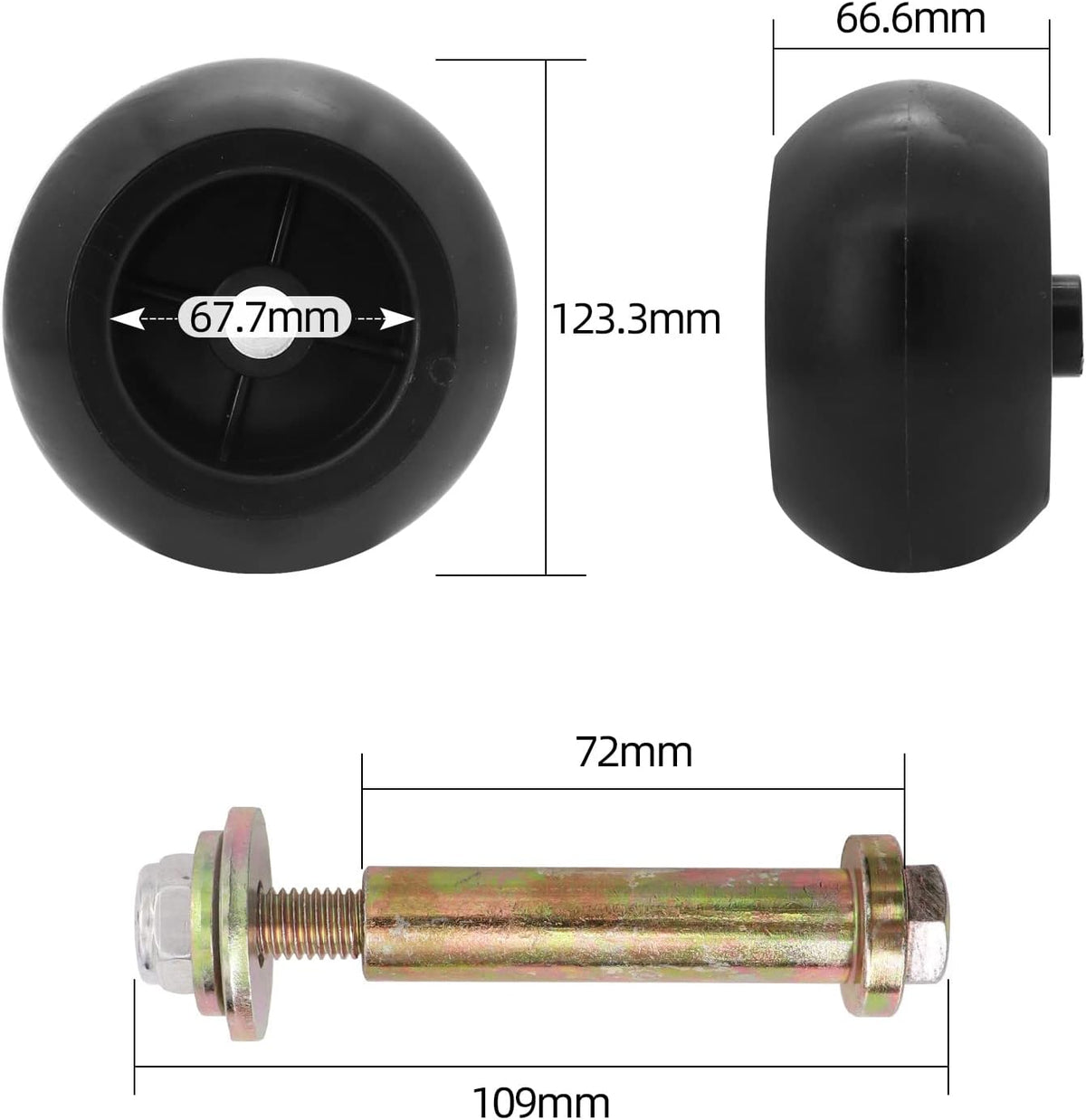 Mower Anti Scalp Deck Wheel Kit 5/8" Bore 5-2.75 Wheel Size Pack of 2 Q659730