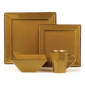 16 Piece Square Stoneware Dinnerware Set, Mocca F800