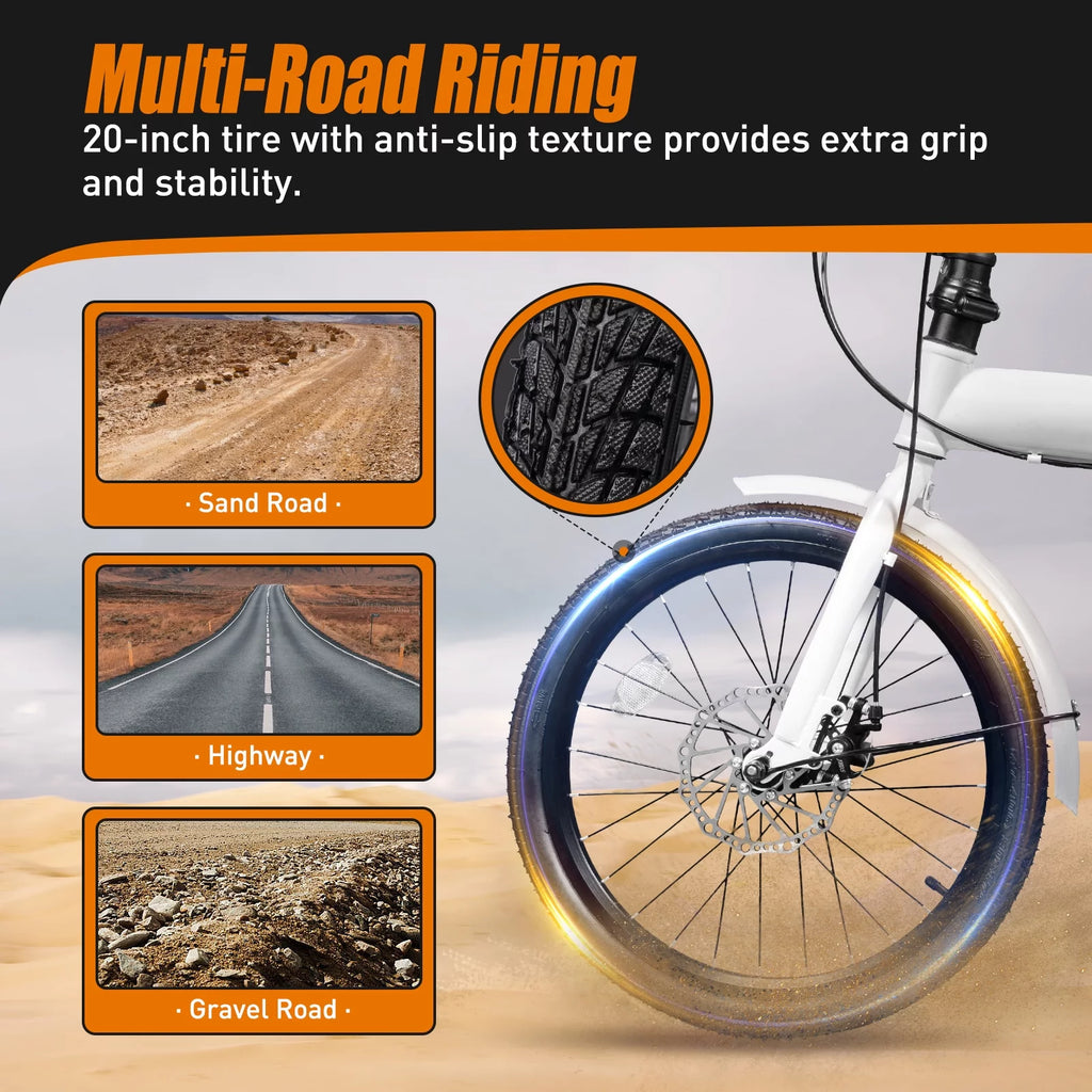 20-inch Wheels 7 Speed Folding Bike High Carbon Steel Bicycle Z3925