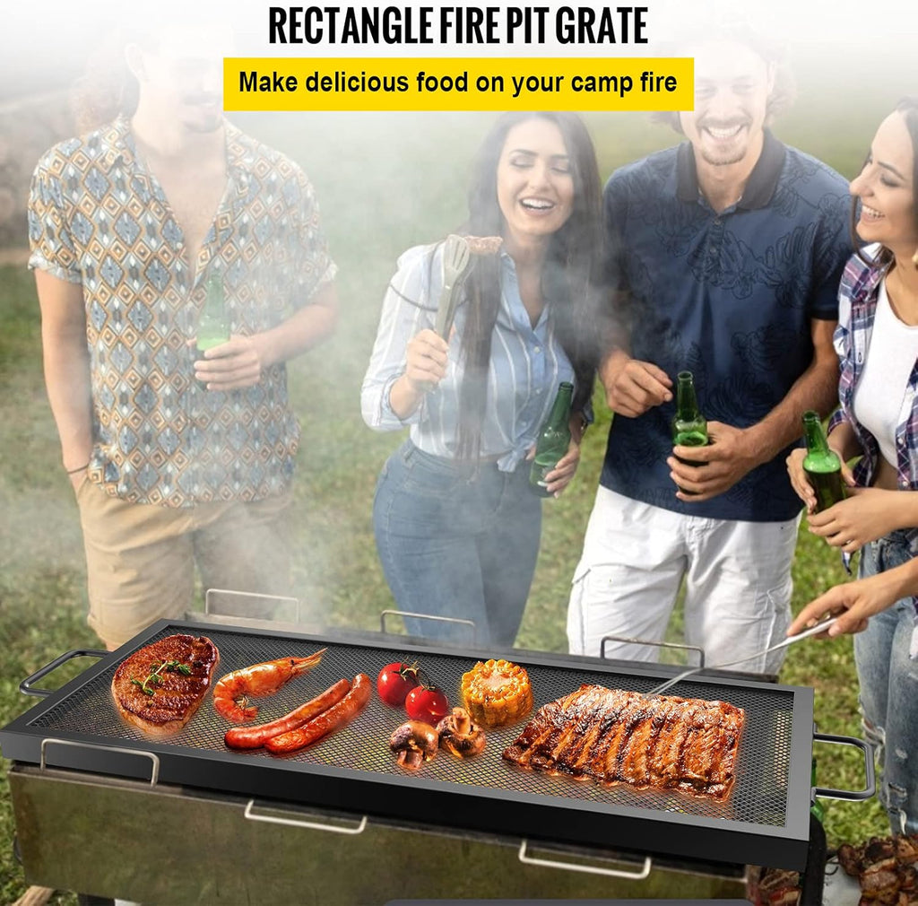 Black Steel Fire Pit Cooking Grate with Handles, Pack of 2 A428