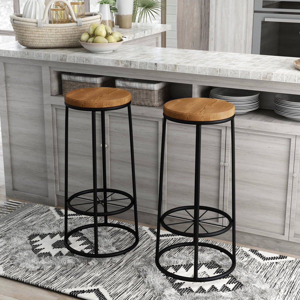 Rustic Metal Barstools Set of 2 K917701