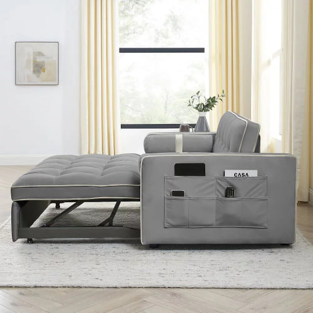 55.5" Pull Out Sleep Sofa Bed 2 Seater Loveseat Couch K229550