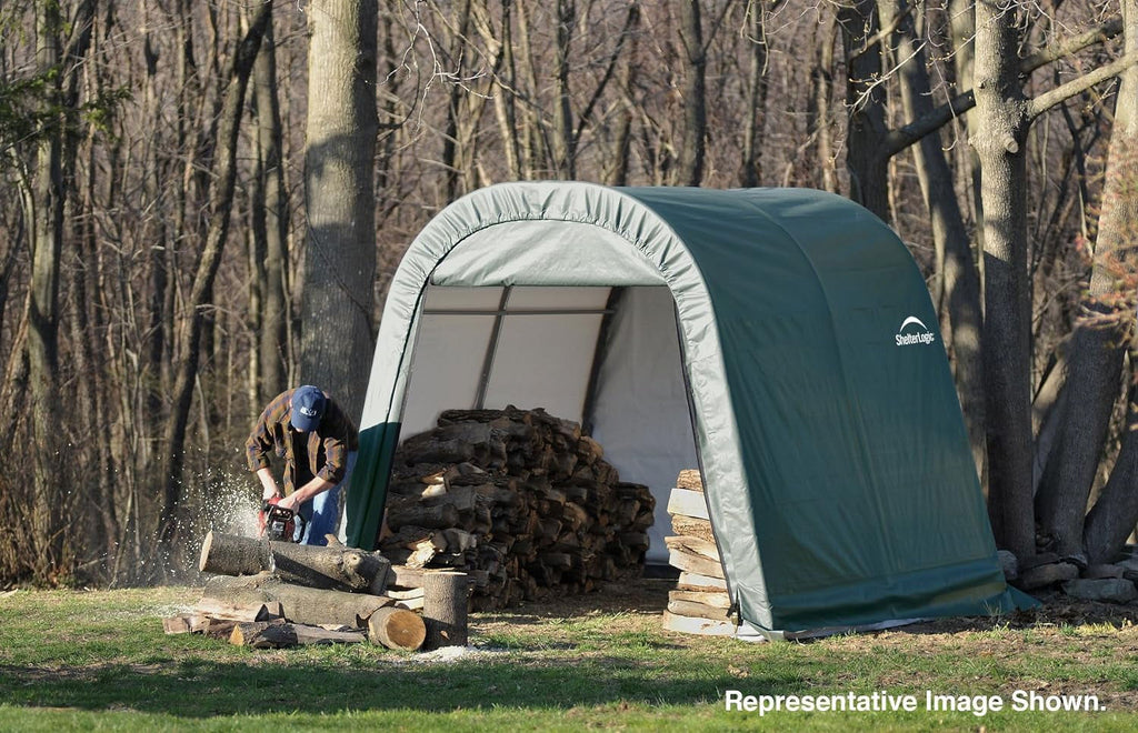 Green 8'x12'x8' Round Style Shelter V2079