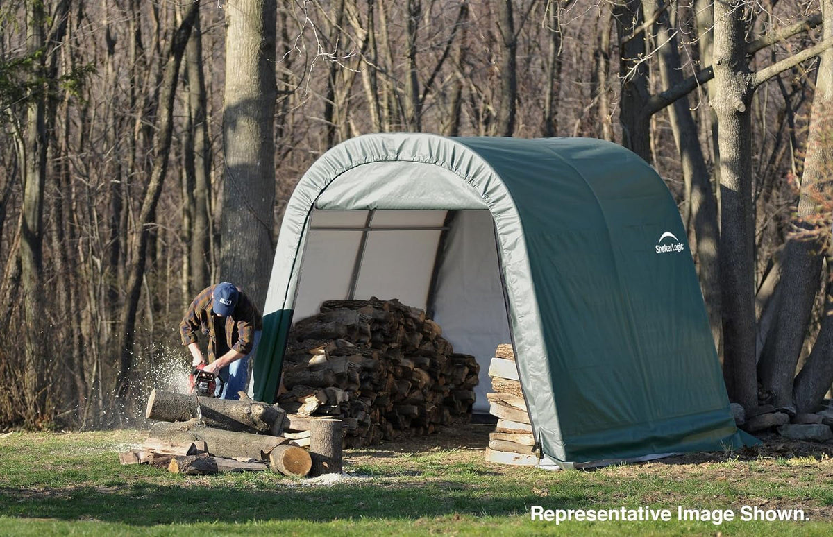 Green 8'x12'x8' Round Style Shelter V2079