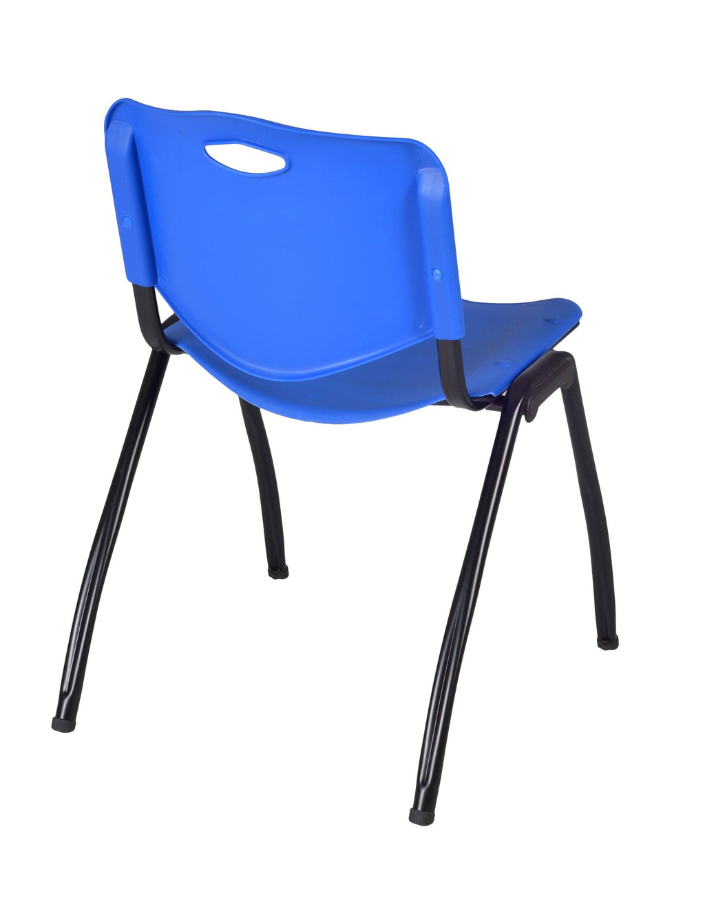 30x22 Round Breakroom Table Grey & 4 Stack Chairs Blue P2780