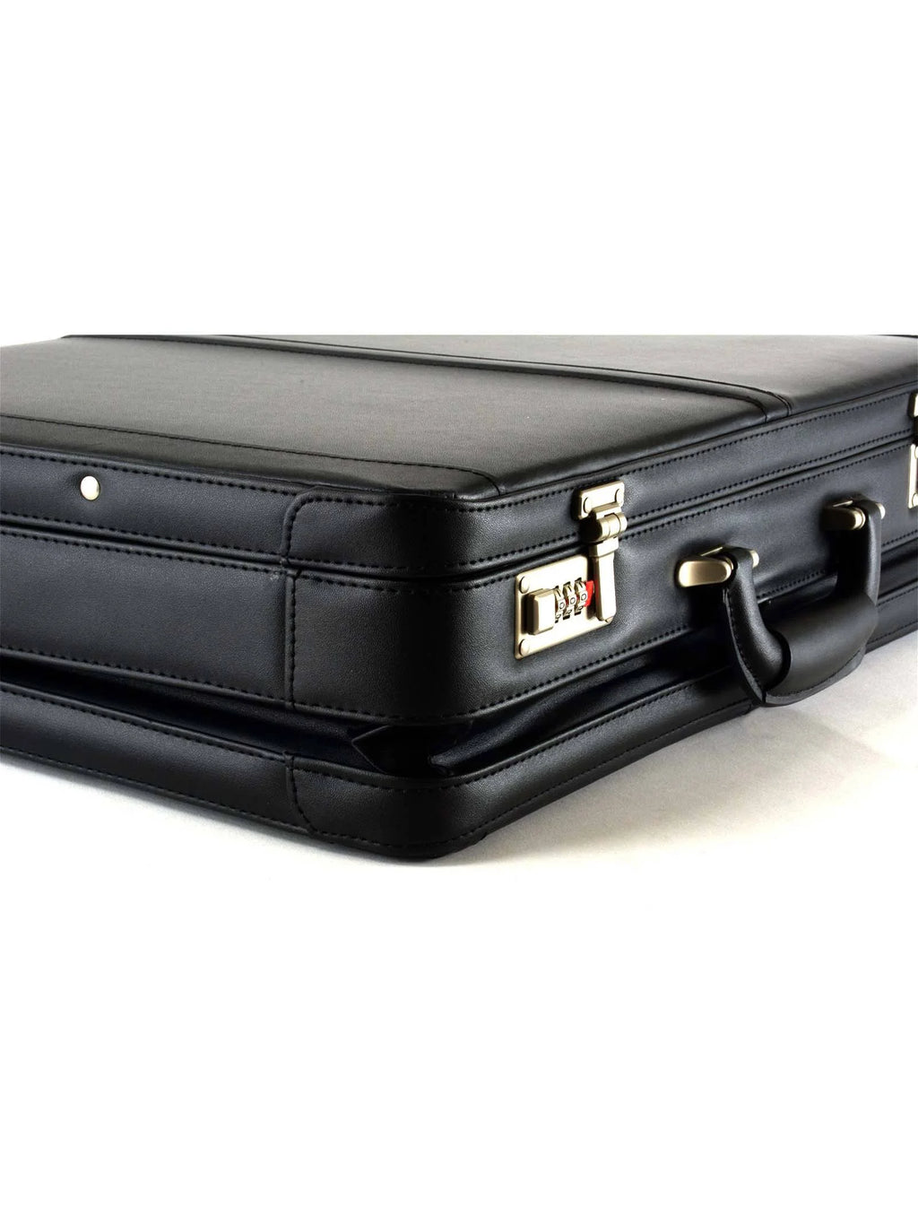 Expandable Leather Attache Briefcase Combination Locks Hard Case K70055
