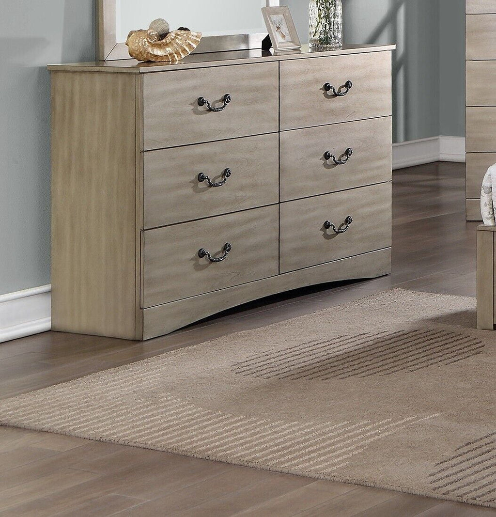 Cal King Size 6pc Bedroom Set with Dresser Mirror Nightstands Chest N53071