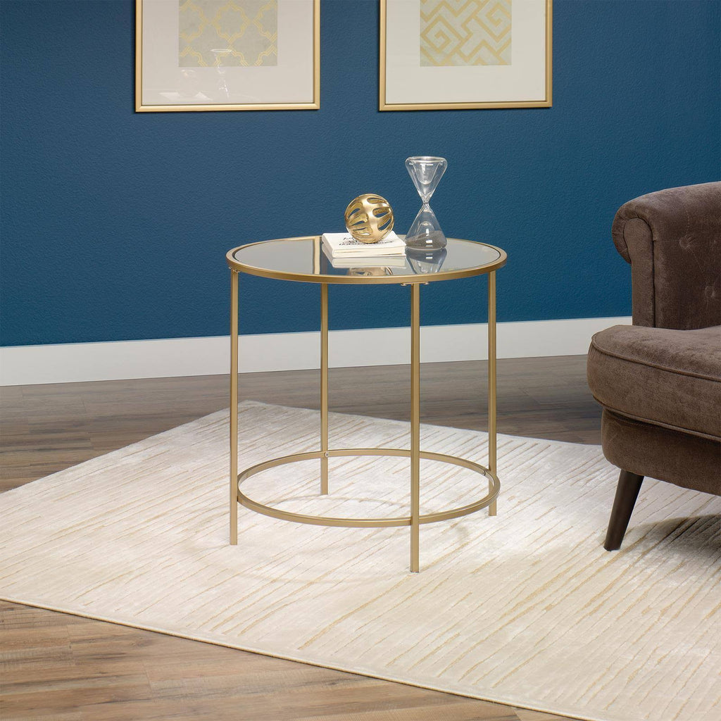 Satin Gold Round End Table C75220