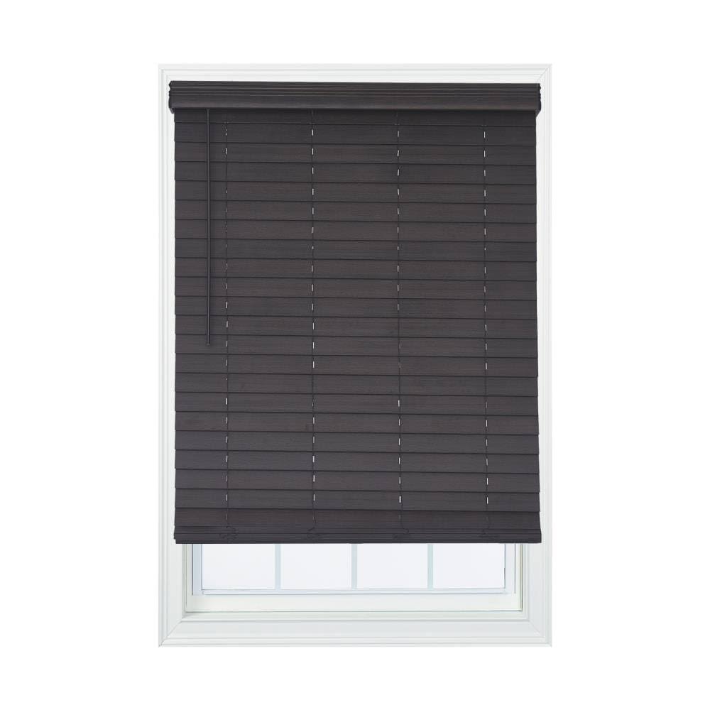 2.5-in Slat Width 42.75-in x 72-in Cordless Walnut Faux Wood Room Darkening Horizontal Blinds in Brown E845313