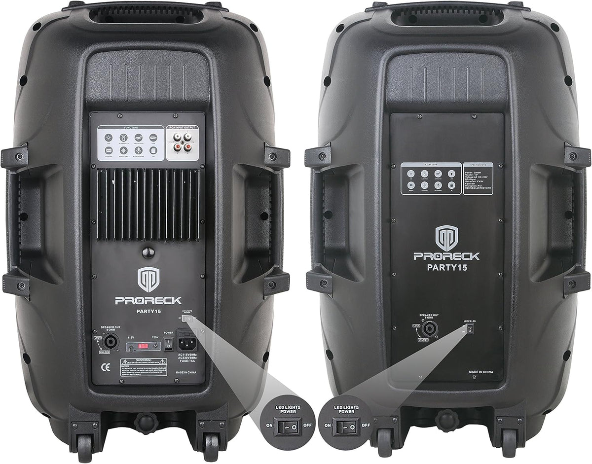 Portable 15-Inch 2000 Watt 2-Way Powered PA Speaker System F183345