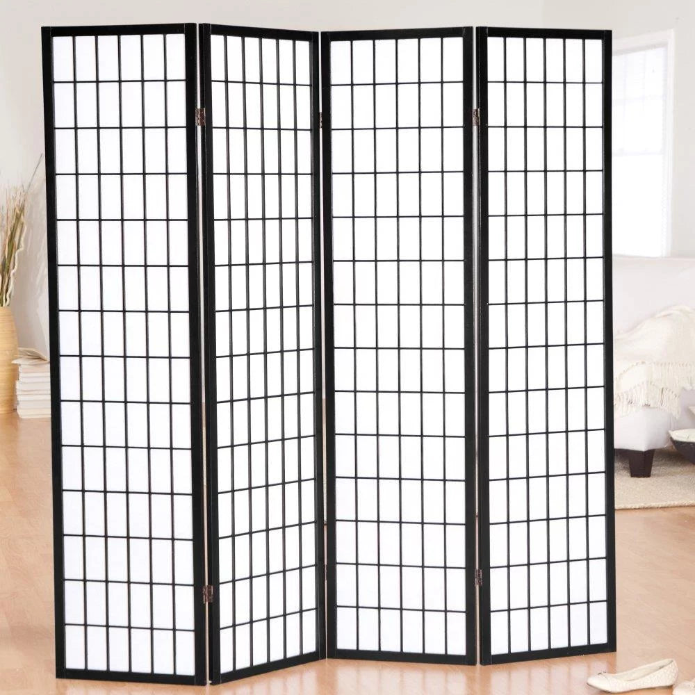 4 Panels Wood Shoji Room Divider Screen G97157