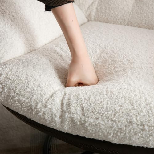 White Swivel Accent Chair with Ottoman A48863