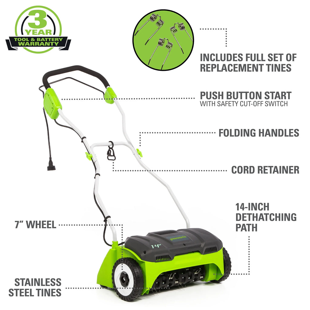 14 in. 10 Amp Corded Electric Dethatcher W142