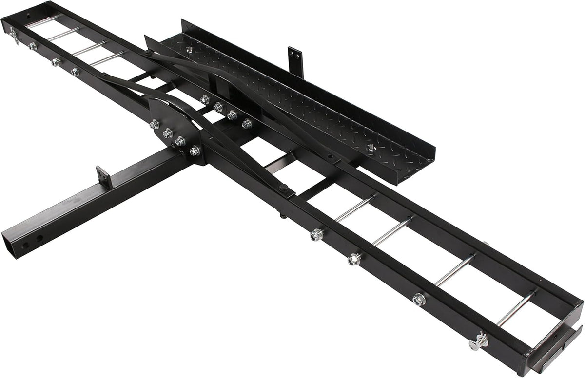 500-Pound Heavy Duty Motorcycle Carrier Hitch Rack with Loading Ramp C76712