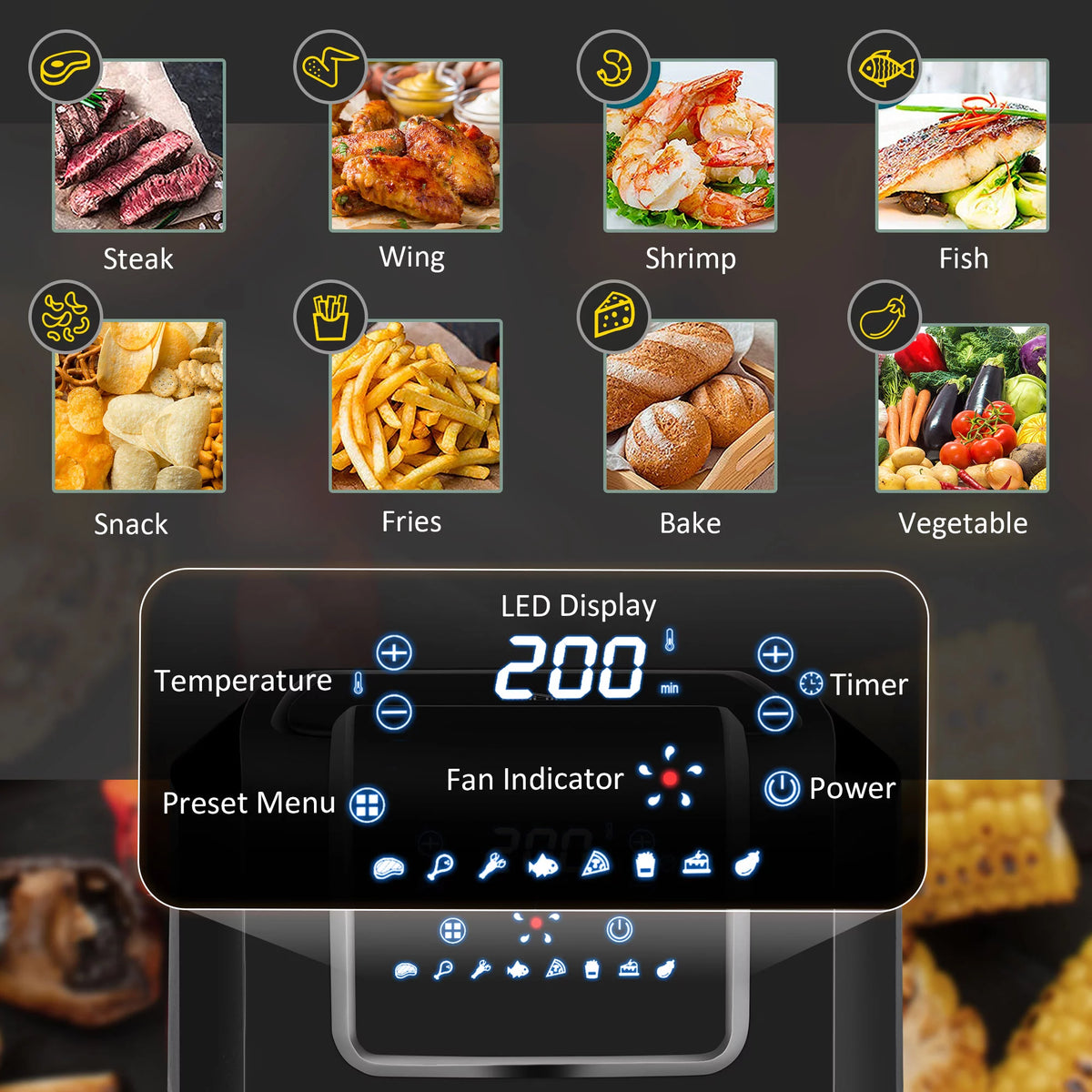 Black 6.9 Quart Air Fryer with Nonstick Basket O841745