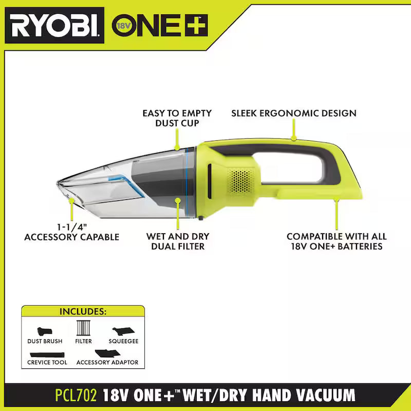 18V Cordless Wet/Dry Hand Vacuum Kit with Battery and Charger F31448