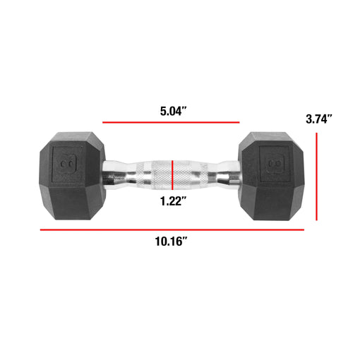 10lb Coated Rubber Hex Dumbbell Pair W1240